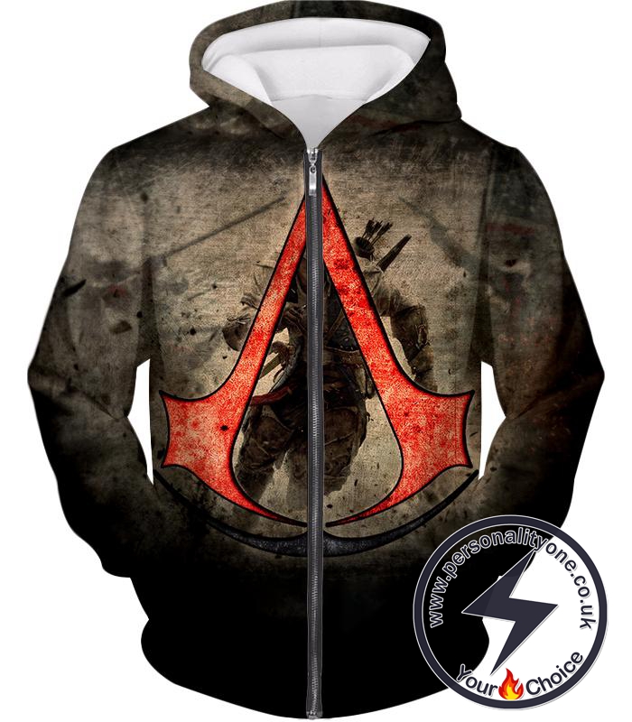 Amazing Assassin's Creed III Logo Promo Awesome Graphic Zip Up Hoodie